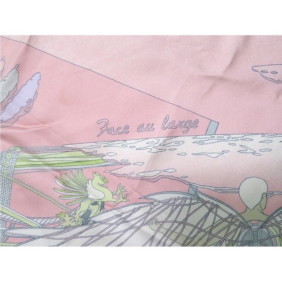 Hermes Pink and Green Geometric Scarf - Picture 9 of 12